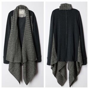 Anthropologie Saturday Sunday Casado Cardigan L Large Striped Open Front Grey